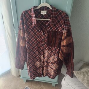 Oli & Hali Plaid Button Down Shirt - Red and Brown